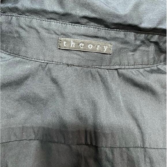 Theory Classic Women’s Black MOP Button Long Sleeve Shirt Sz Xs-Small - Picture 7 of 8